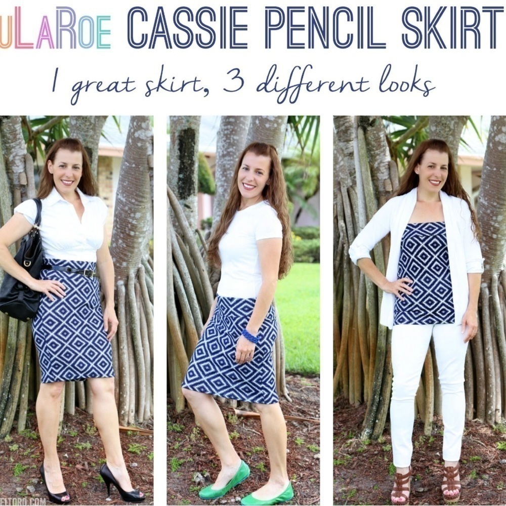 LulaRoe Cassie Pencil Skirt Stretchy High Wide Waist Adjustable Sizes S-M 6-8 - Picture 11 of 15